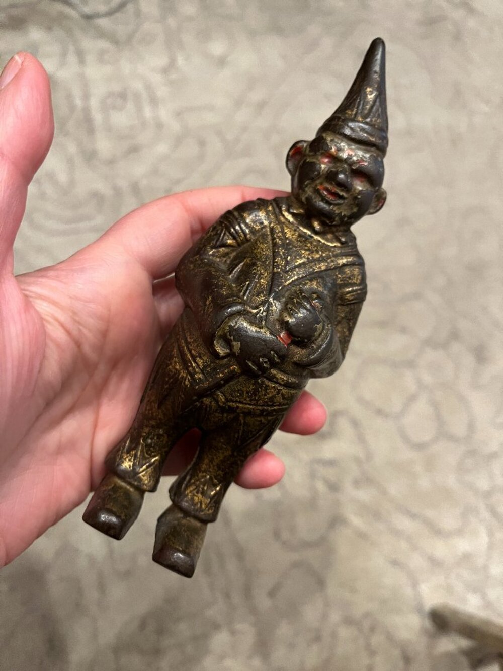 Antique Cast Iron Clown Still Coin Bank 1910 AC Williams Collectible